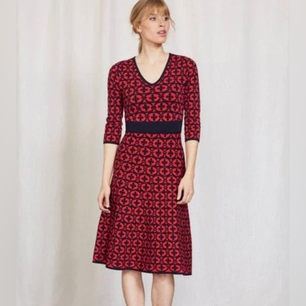 Boden Amy Knit Dress in Snapdragon Linked Floral